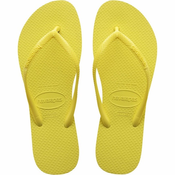 NEW Havaianas Slim Women’s flip flops - Size 35-36 - Solid Neon Yellow - Picture 1 of 2